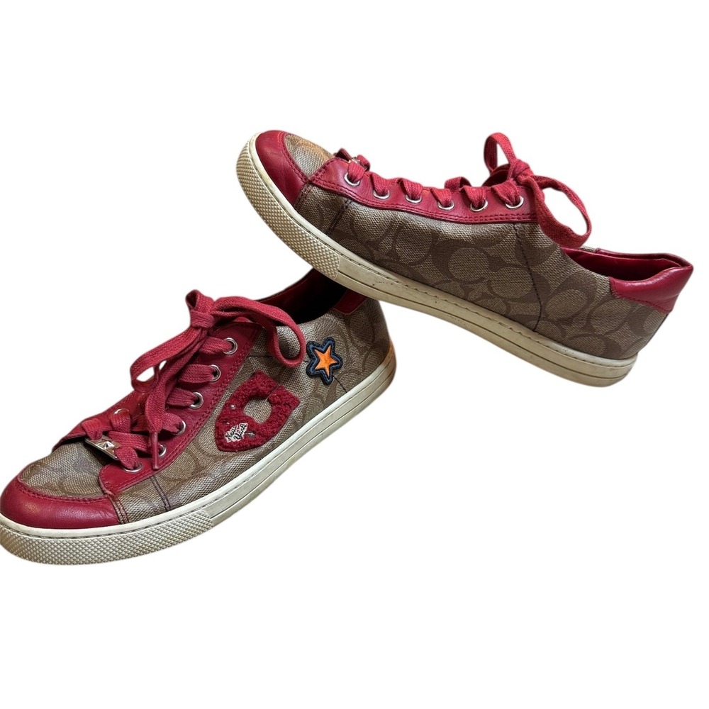 Coach Porter Patch Leather Sneakers Women's 8 Retro Designer Luxury Y2K Style